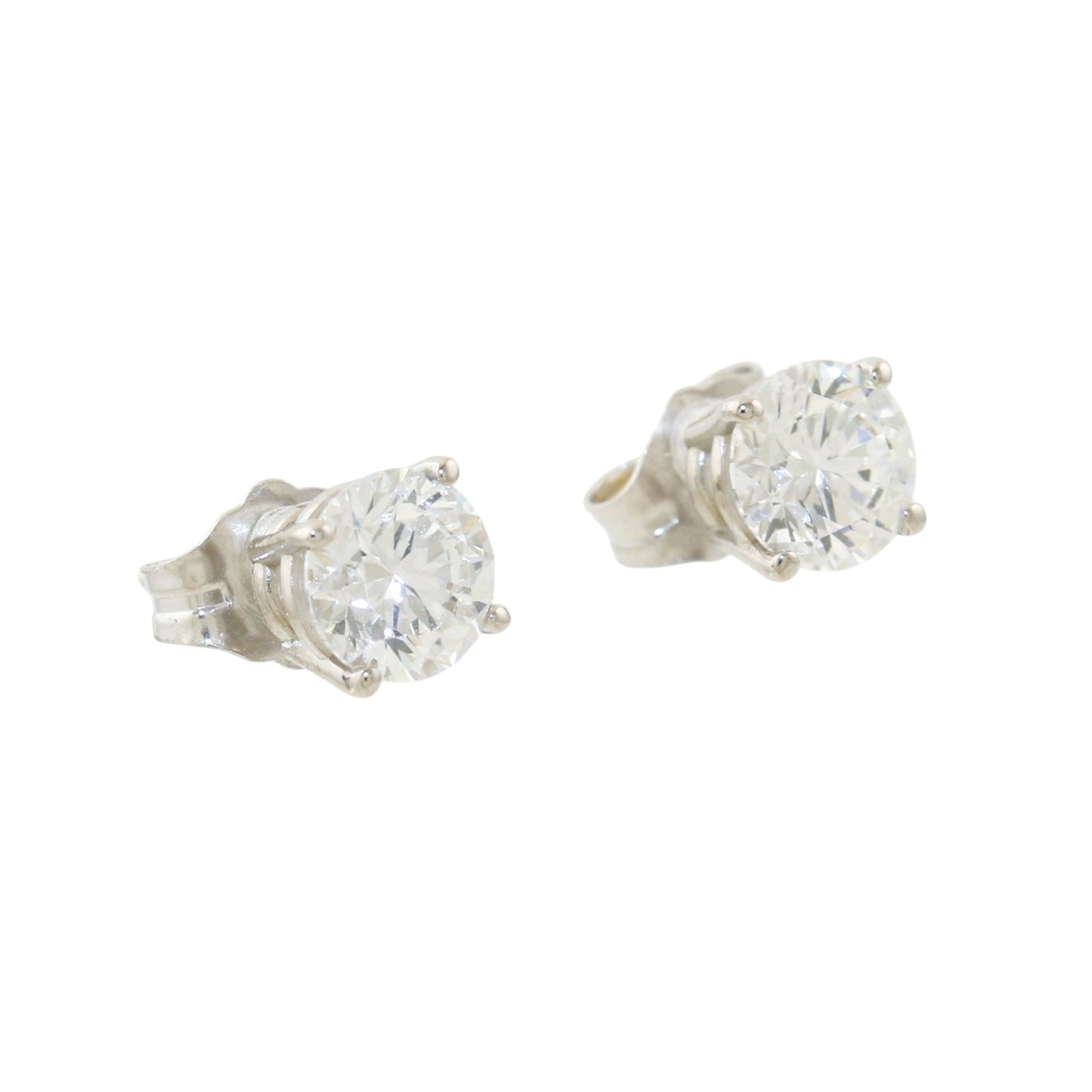 14k White Gold x 5mm Round 1.02 ct Lab Diamond Studs - Kingdom Jewelry