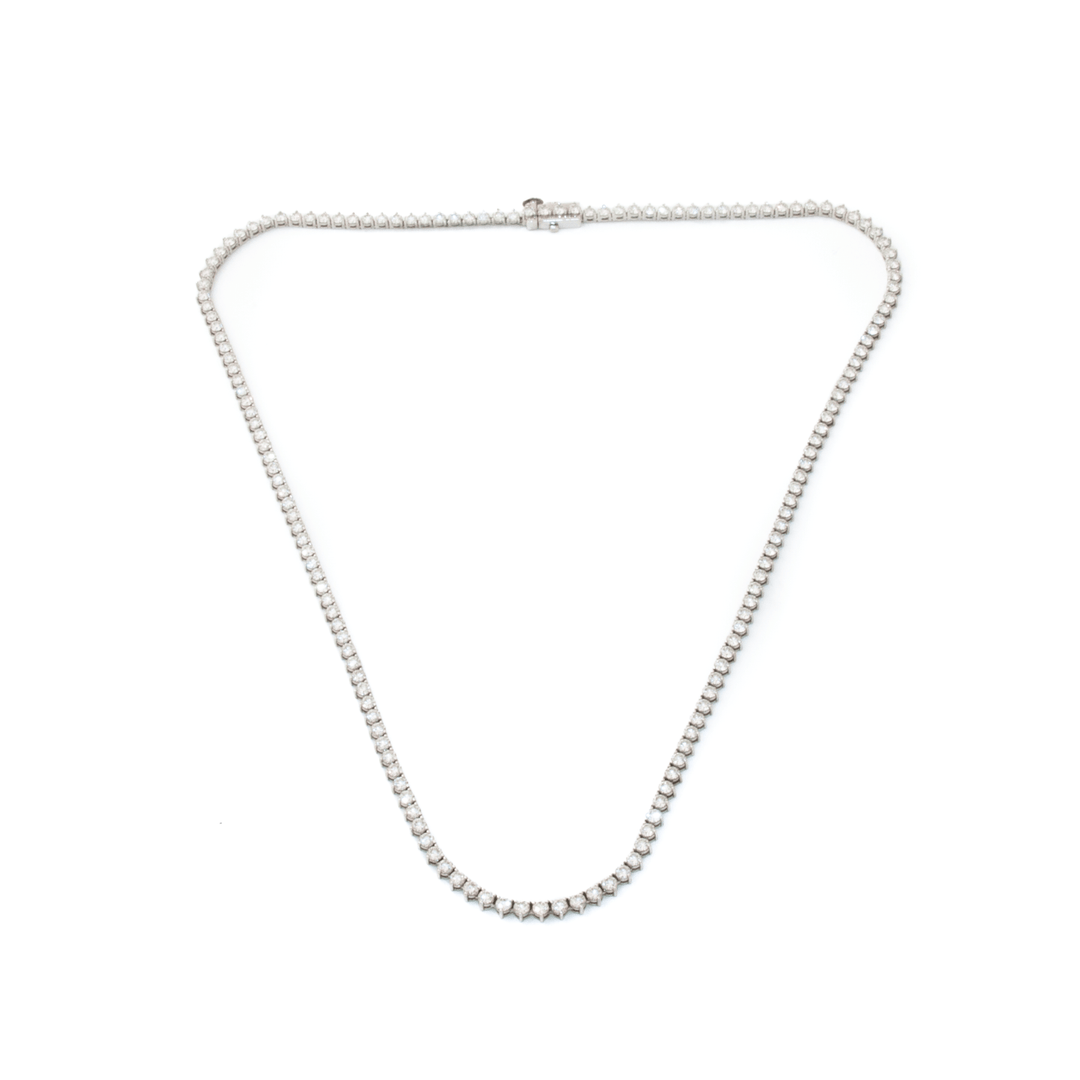 14K White Gold x 6.30ctw Lab Diamond Tennis Necklace - Kingdom Jewelry