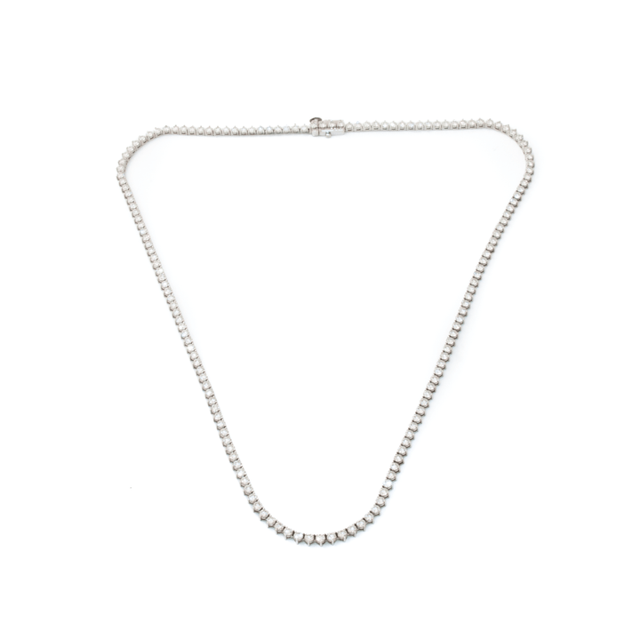 14K White Gold x 6.30ctw Lab Diamond Tennis Necklace - Kingdom Jewelry