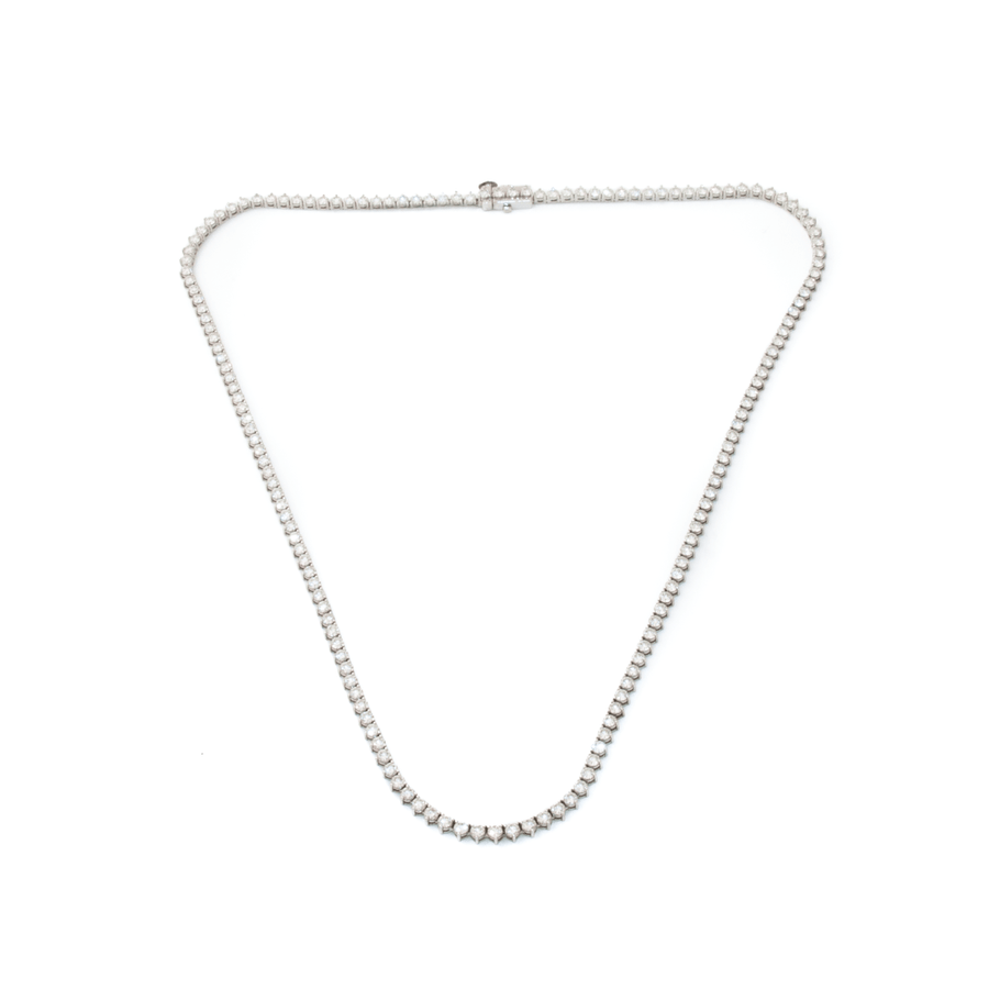 14K White Gold x 6.30ctw Lab Diamond Tennis Necklace - Kingdom Jewelry