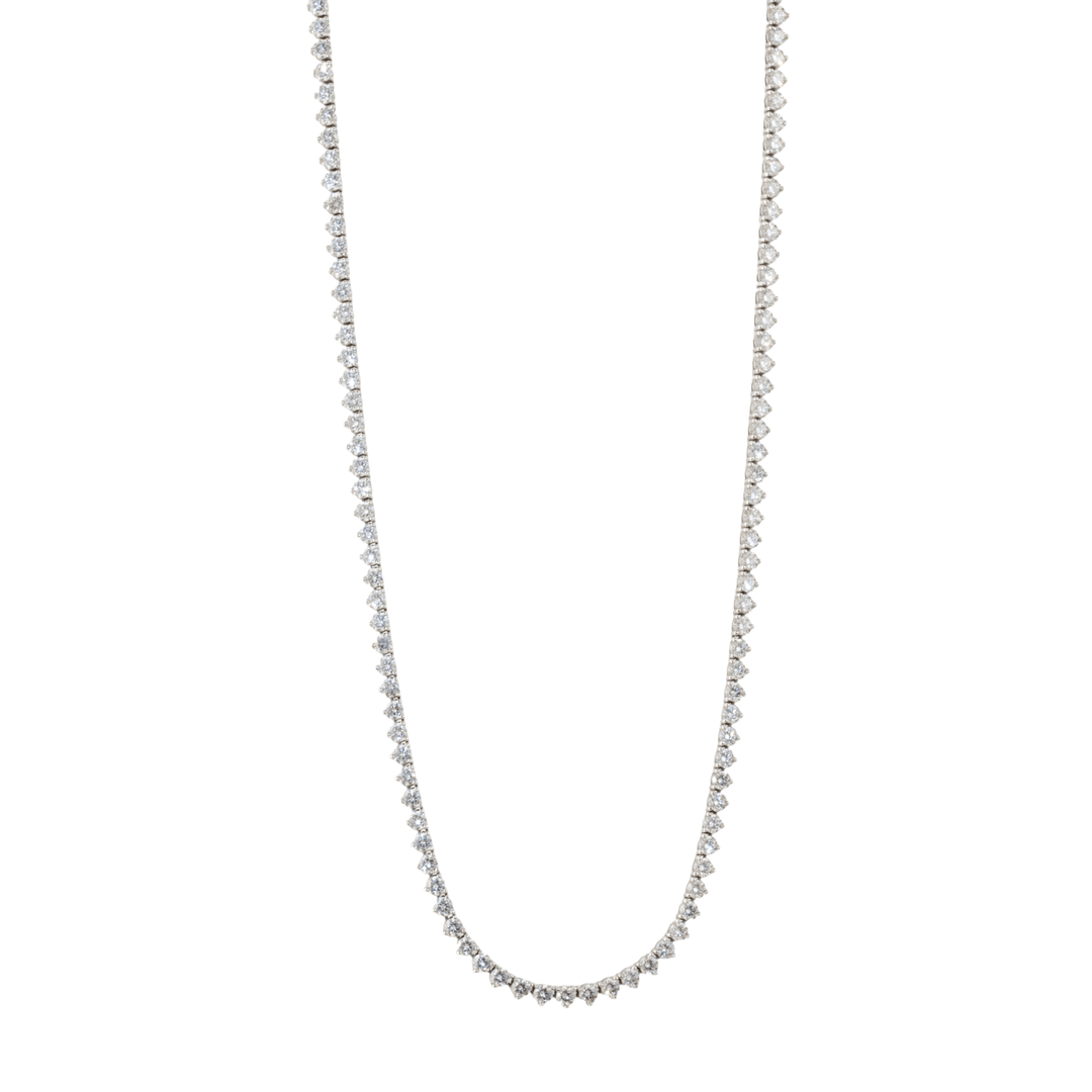 14K White Gold x 6.30ctw Lab Diamond Tennis Necklace - Kingdom Jewelry