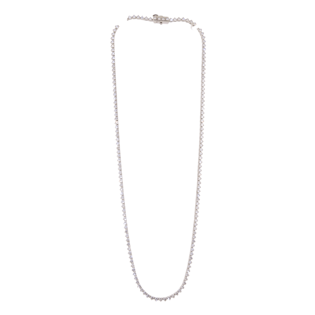 14K White Gold x 6.30ctw Lab Diamond Tennis Necklace - Kingdom Jewelry