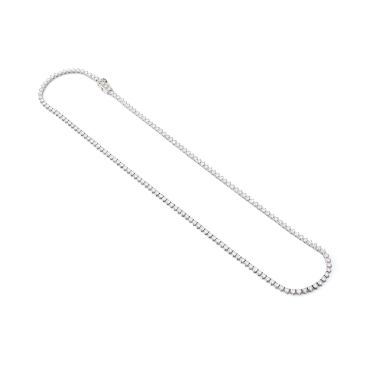 14K White Gold x 6.30ctw Lab Diamond Tennis Necklace - Kingdom Jewelry