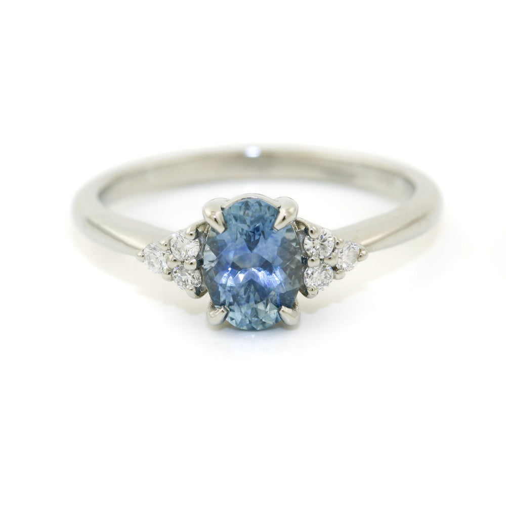 
                      
                        14K White Gold x 6mm Blue Sapphire & Lab Diamond Ring - Kingdom Jewelry
                      
                    