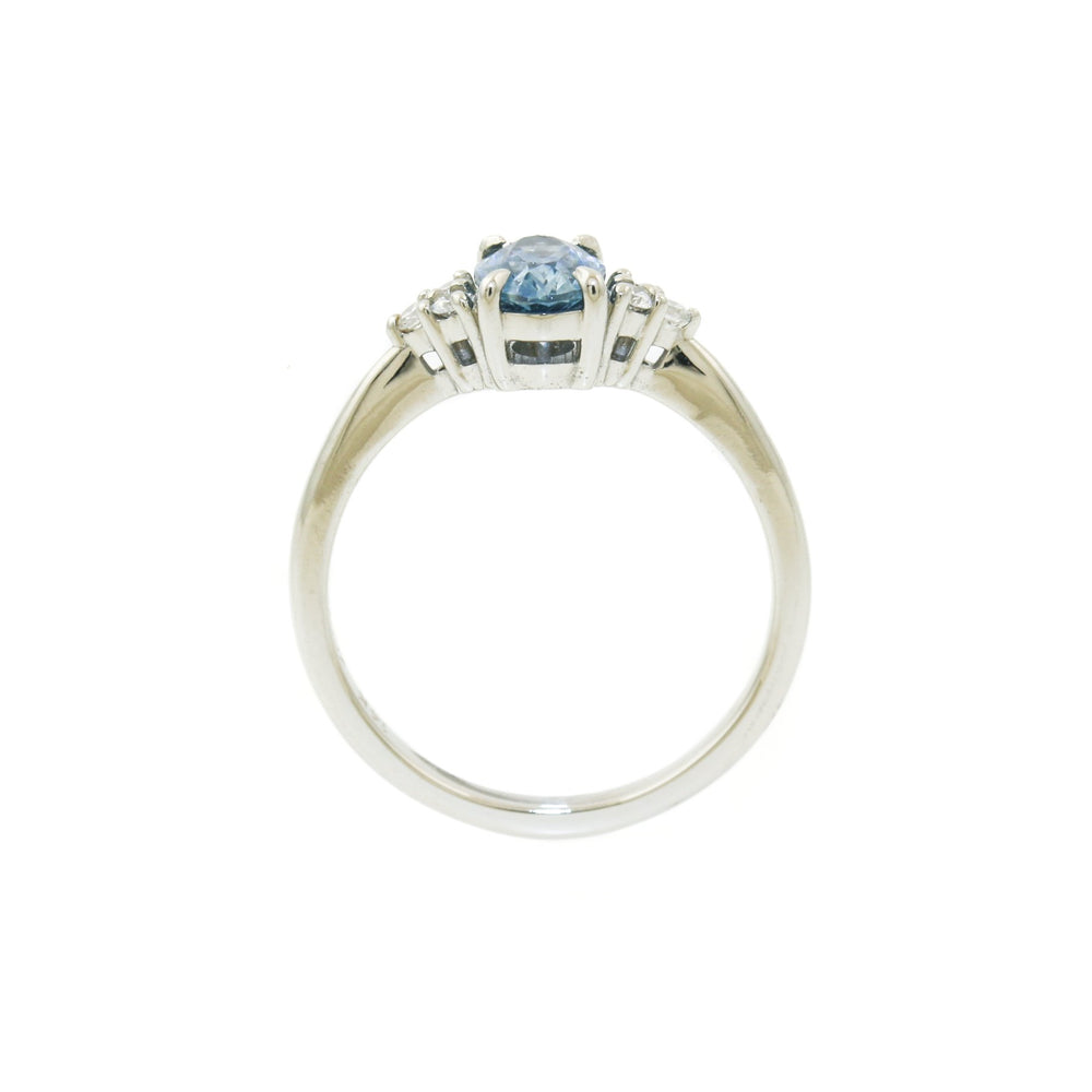 
                      
                        14K White Gold x 6mm Blue Sapphire & Lab Diamond Ring - Kingdom Jewelry
                      
                    