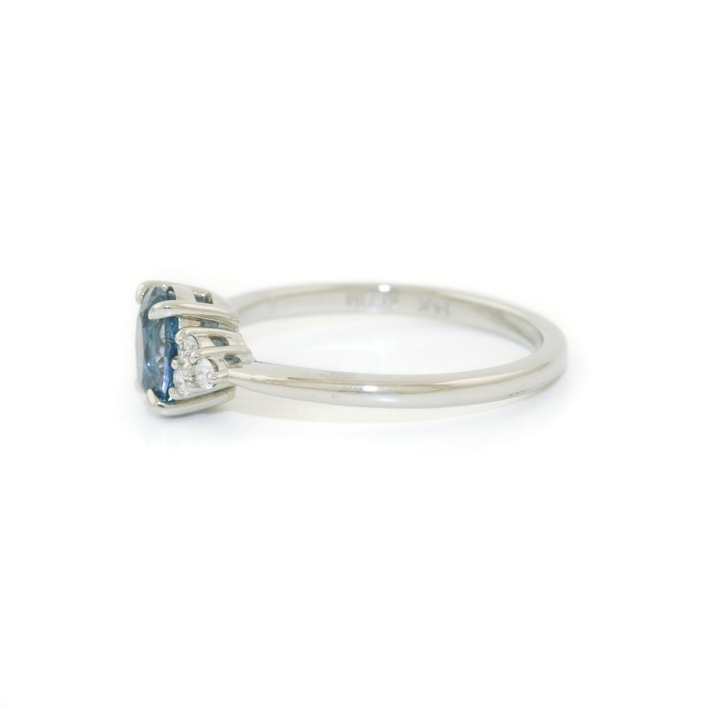 
                      
                        14K White Gold x 6mm Blue Sapphire & Lab Diamond Ring - Kingdom Jewelry
                      
                    