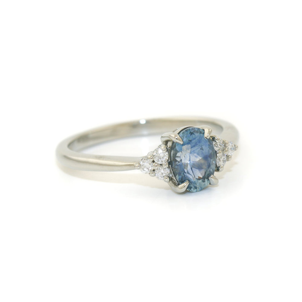 
                      
                        14K White Gold x 6mm Blue Sapphire & Lab Diamond Ring - Kingdom Jewelry
                      
                    