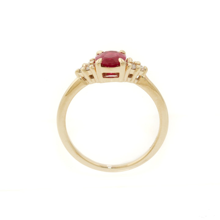 14K White Gold x 7mm Red Ruby & Lab Diamond Ring - Kingdom Jewelry