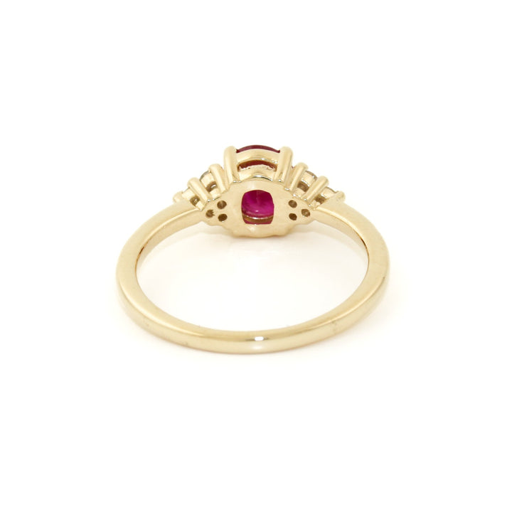 14K White Gold x 7mm Red Ruby & Lab Diamond Ring - Kingdom Jewelry