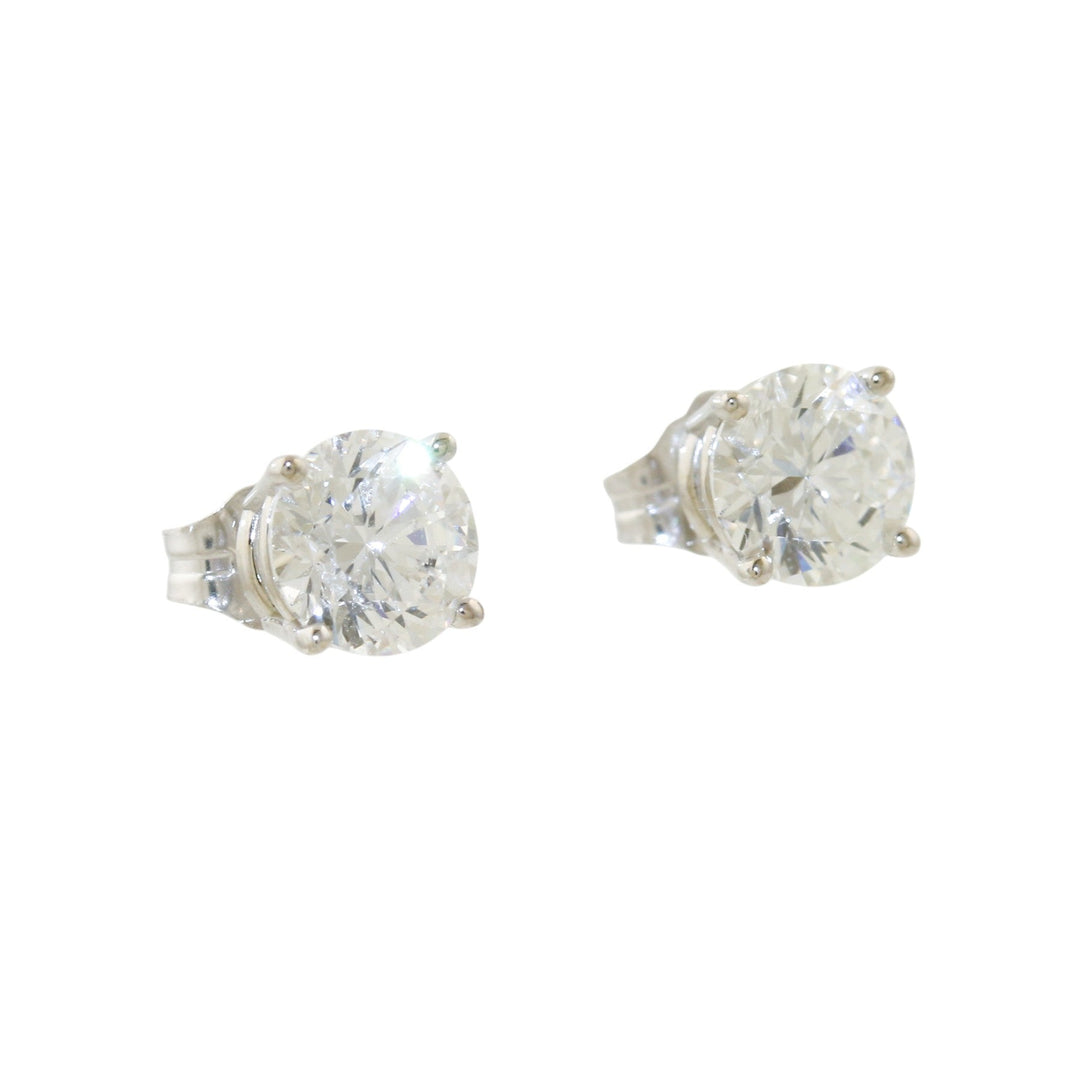 14k White Gold x 7mm Round 1.50 ct Lab Diamond Studs - Kingdom Jewelry