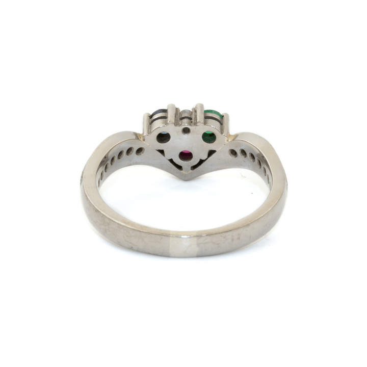 14k White Gold x 8mm "RGB" Multi - Stone Harlequin Tiara Band - Kingdom Jewelry