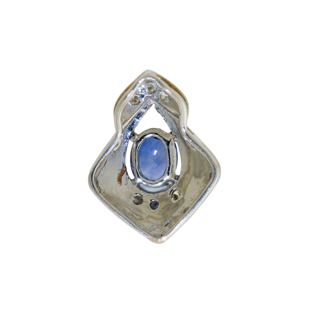 14k White Gold x Modern Halo - Accented Sapphire Pendant - Kingdom Jewelry
