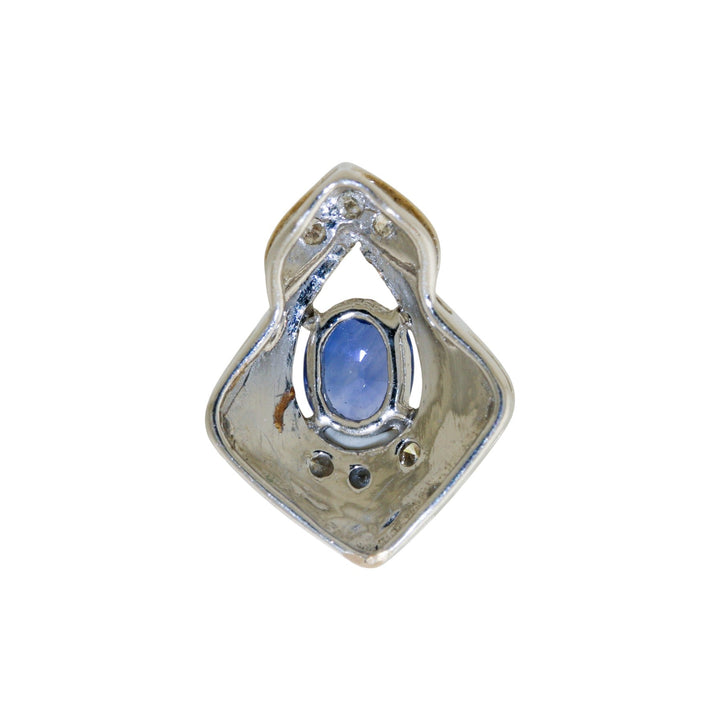 14k White Gold x Modern Halo - Accented Sapphire Pendant - Kingdom Jewelry