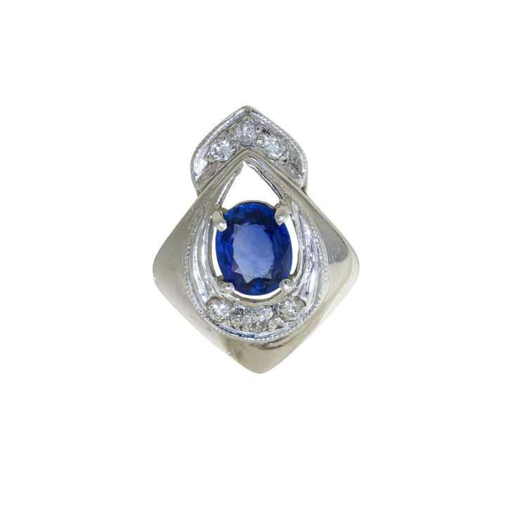 14k White Gold x Modern Halo - Accented Sapphire Pendant - Kingdom Jewelry