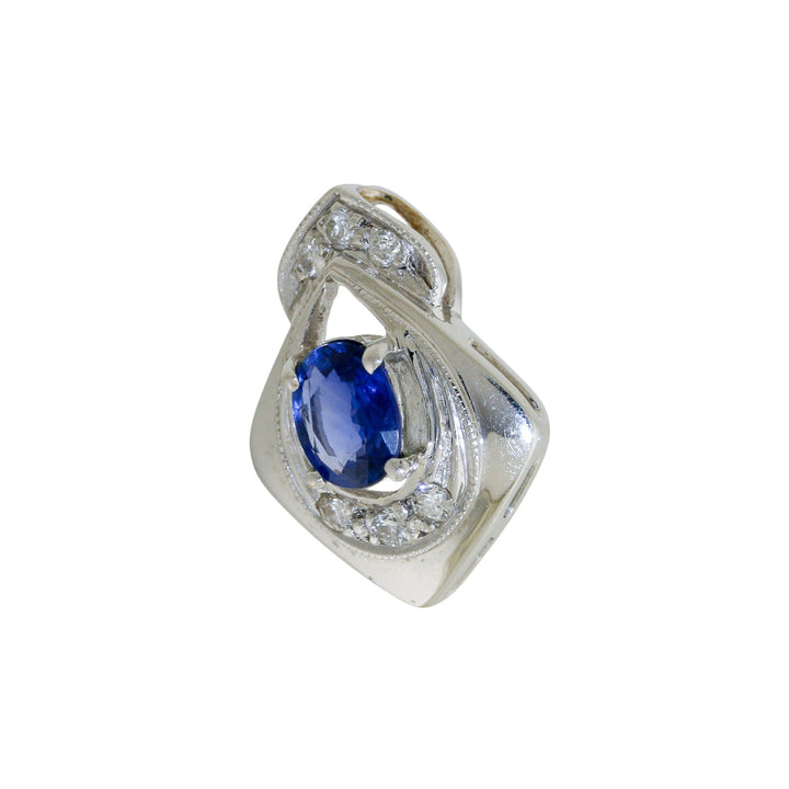 14k White Gold x Modern Halo - Accented Sapphire Pendant - Kingdom Jewelry