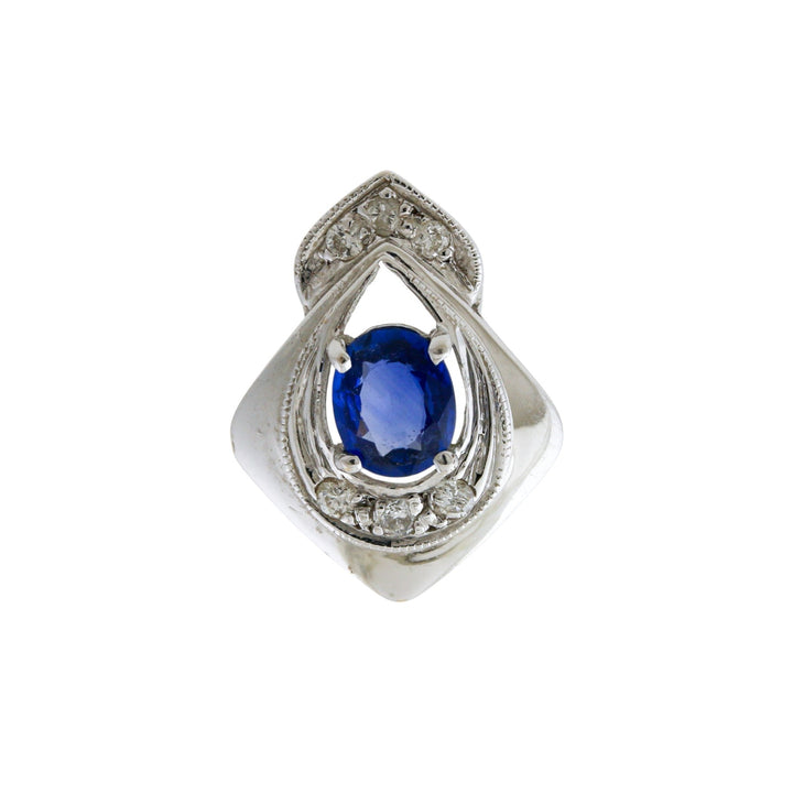 14k White Gold x Modern Halo - Accented Sapphire Pendant - Kingdom Jewelry