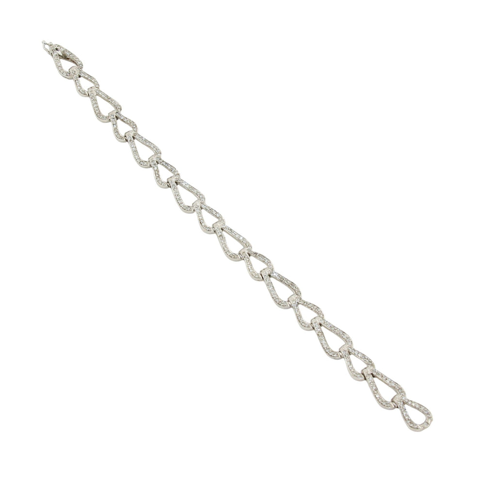 14k White Gold x Teardrop Link 2ct Diamond Bracelet - Kingdom Jewelry