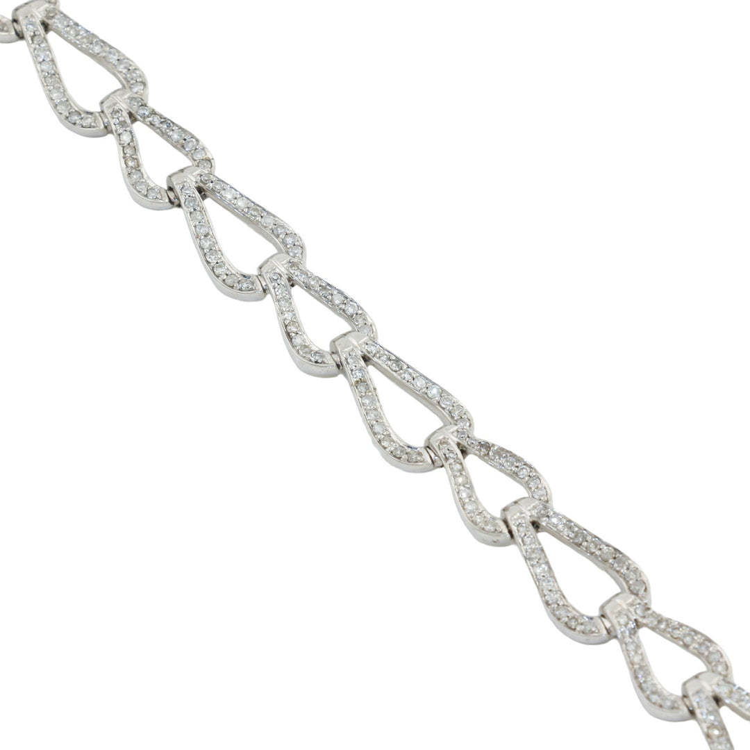 14k White Gold x Teardrop Link 2ct Diamond Bracelet - Kingdom Jewelry