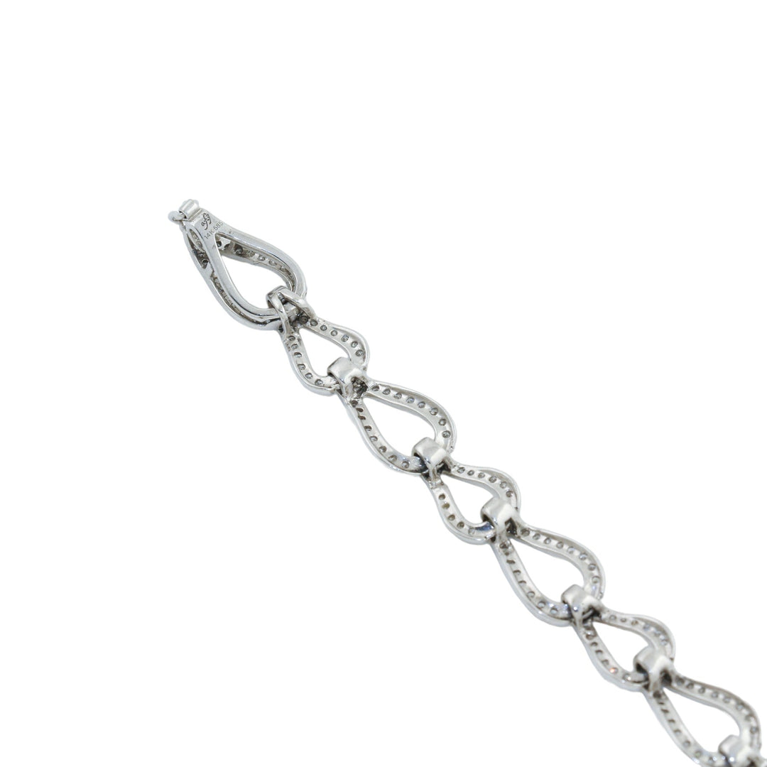 14k White Gold x Teardrop Link 2ct Diamond Bracelet - Kingdom Jewelry