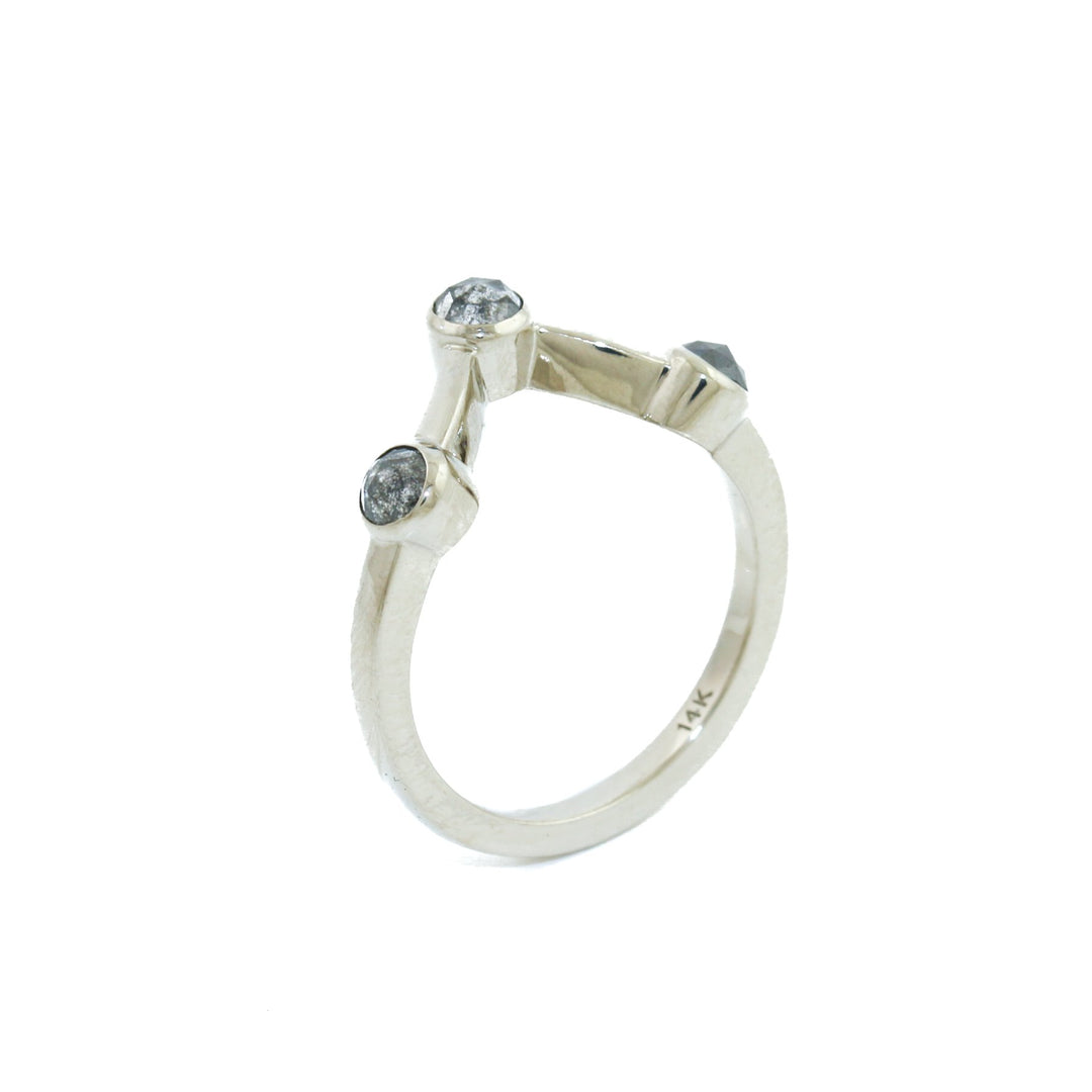 14k White Gold x Three - Point Diamond Ring - Kingdom Jewelry