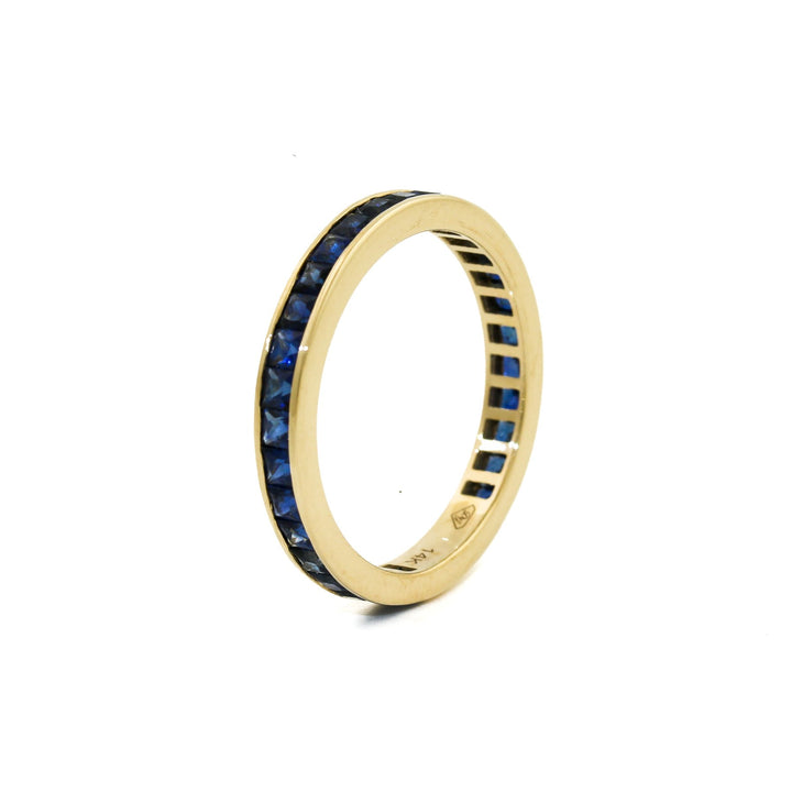 14k x 3mm Blue Sapphire Channel - Set Eternity Band - Kingdom Jewelry