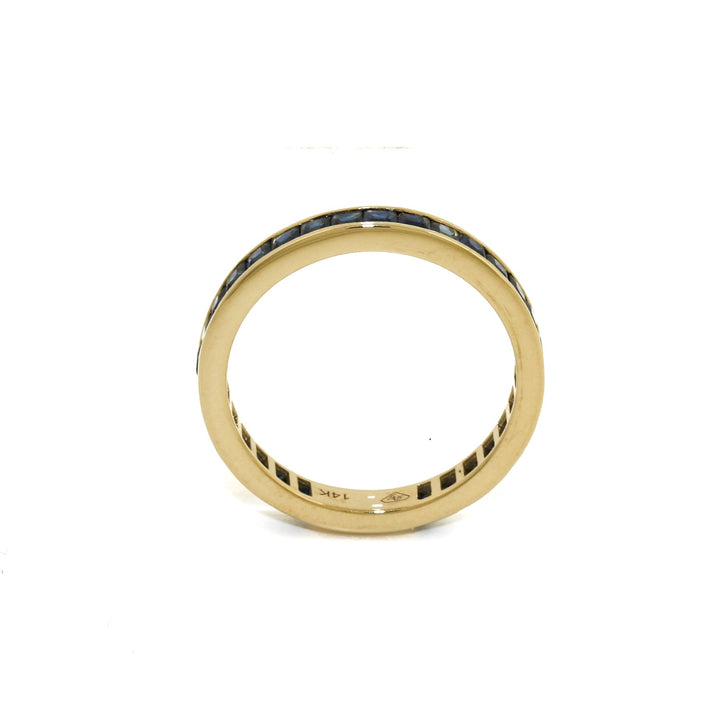 14k x 3mm Blue Sapphire Channel - Set Eternity Band - Kingdom Jewelry