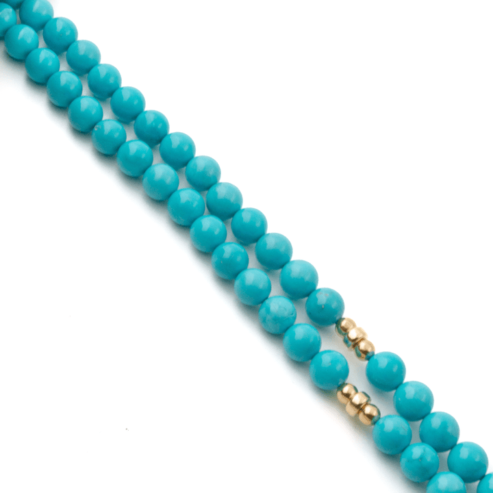 14k x Natural Sleeping Beauty Turquoise AAA 9mm Round Beaded Strand 18" - Kingdom Jewelry