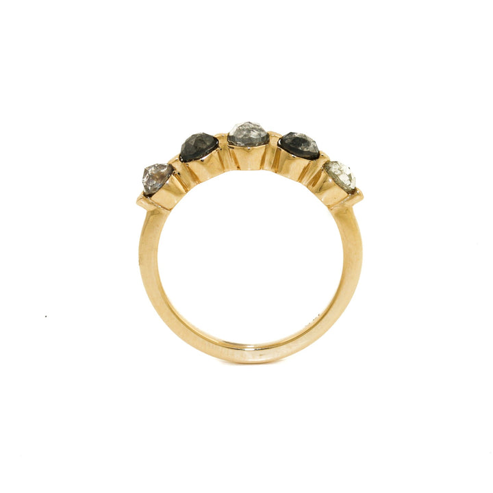 14k x Quintet Salt & Pepper Diamond Band - Kingdom Jewelry