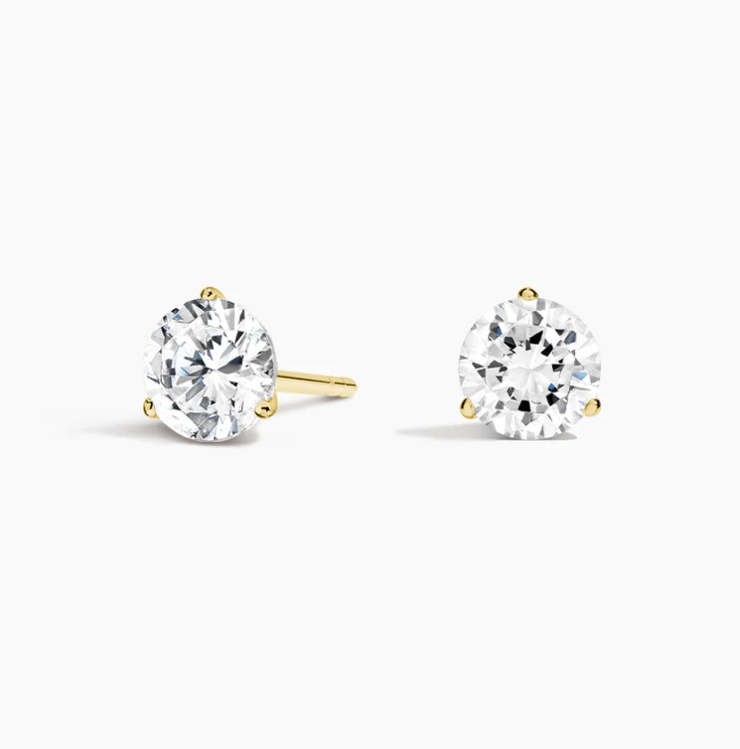 14k Yellow Gold 1.07ct Lab Diamond RBC Studs - Kingdom Jewelry