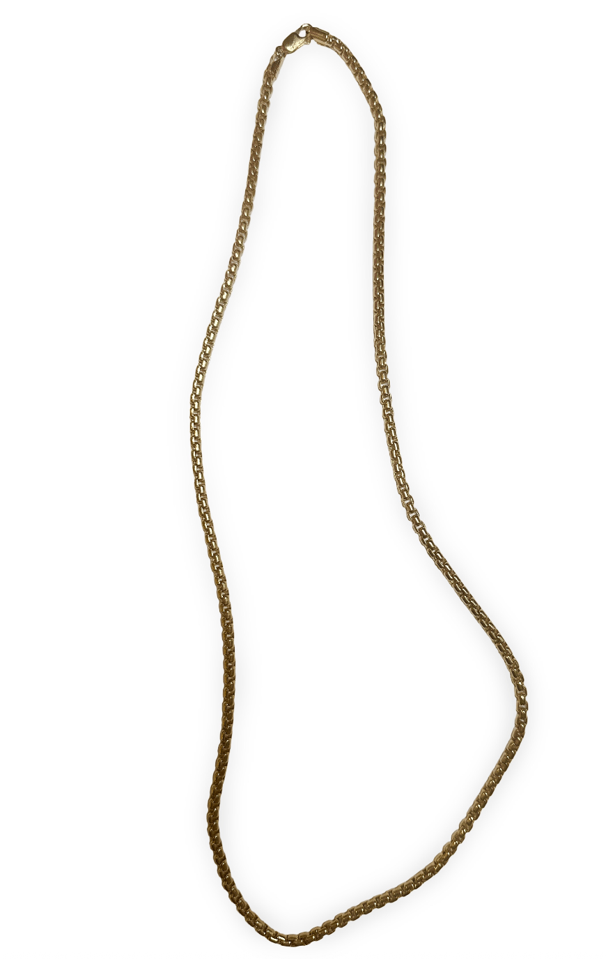 14k Yellow Gold 24 Inch Squared Rolo Link Chain - Kingdom Jewelry