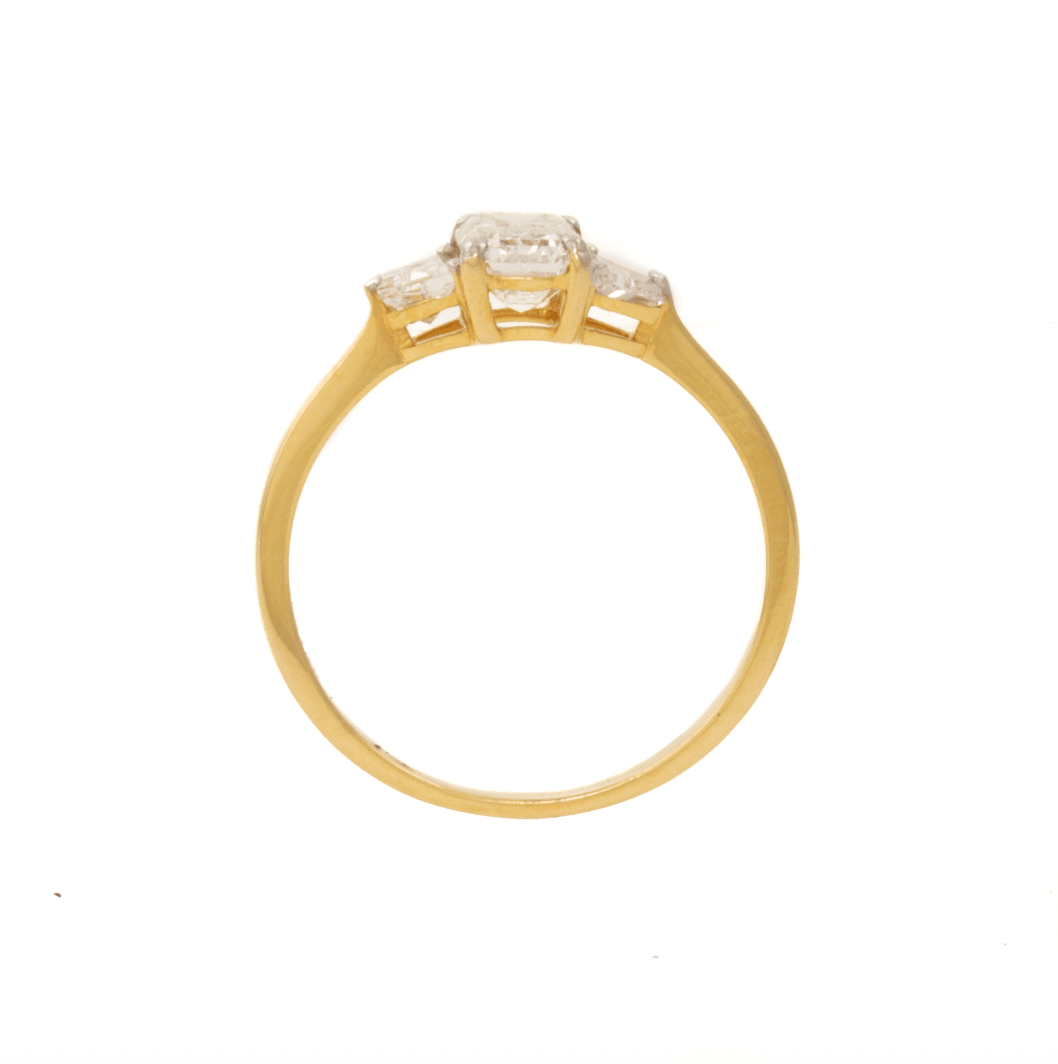 14K Yellow Gold 3 stone Emerald Cut Rectangle - Kingdom Jewelry