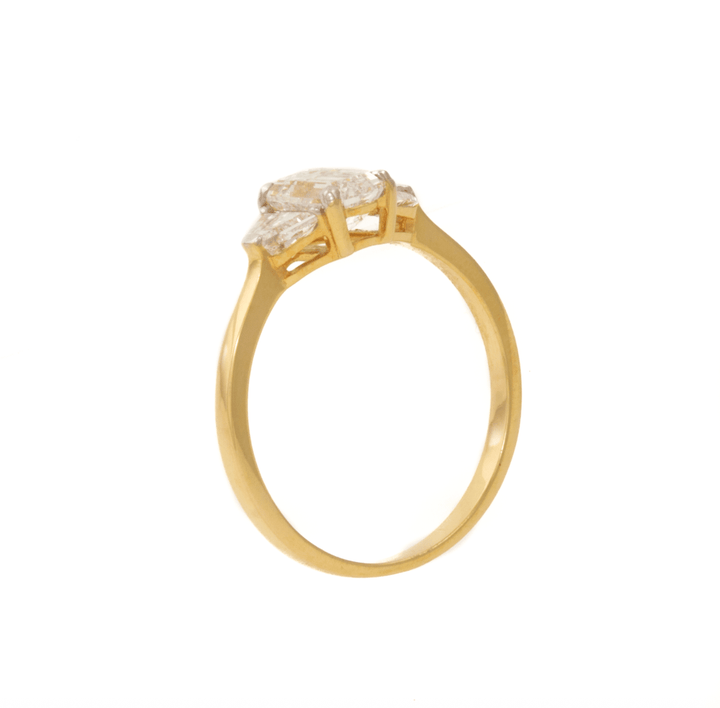 14K Yellow Gold 3 stone Emerald Cut Rectangle - Kingdom Jewelry