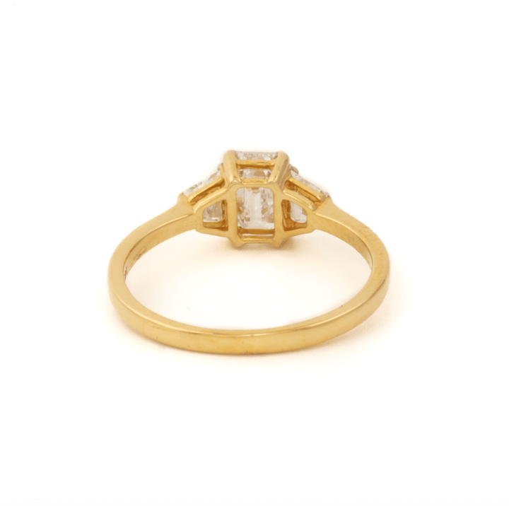 14K Yellow Gold 3 stone Emerald Cut Rectangle - Kingdom Jewelry