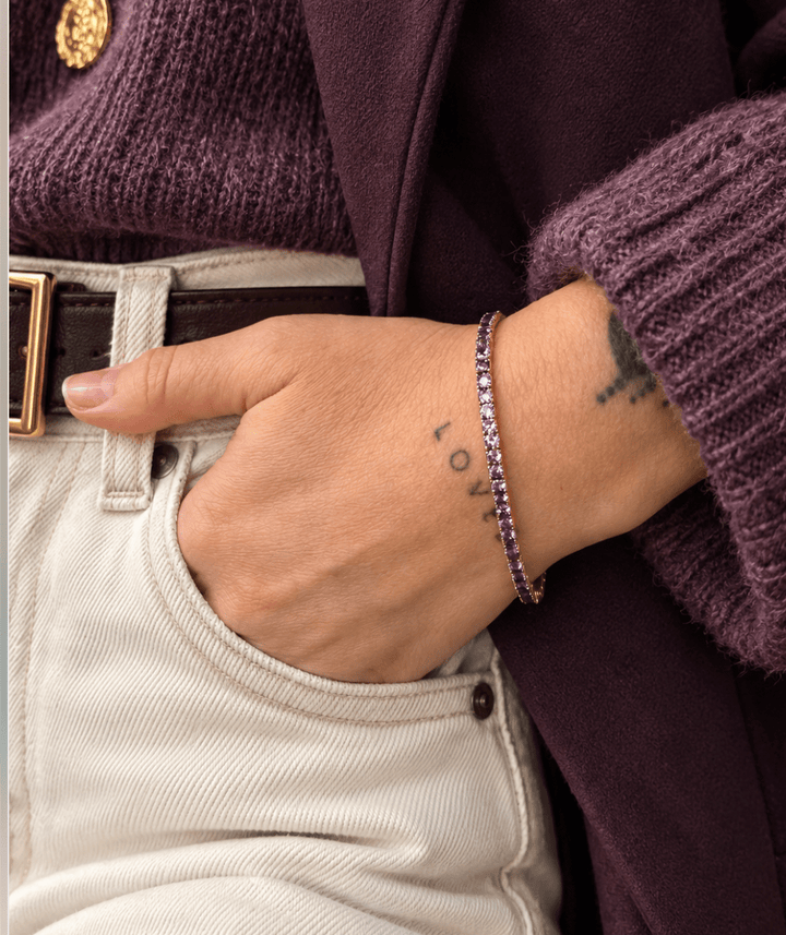 14k Yellow Gold 3mm Luscious Lavender Sapphire Tennis Bracelet - Kingdom Jewelry