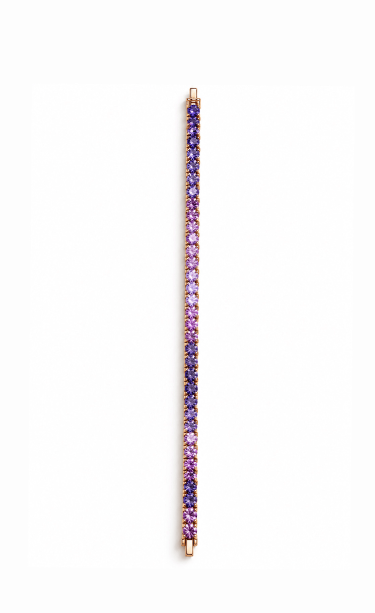 14k Yellow Gold 3mm Luscious Lavender Sapphire Tennis Bracelet - Kingdom Jewelry