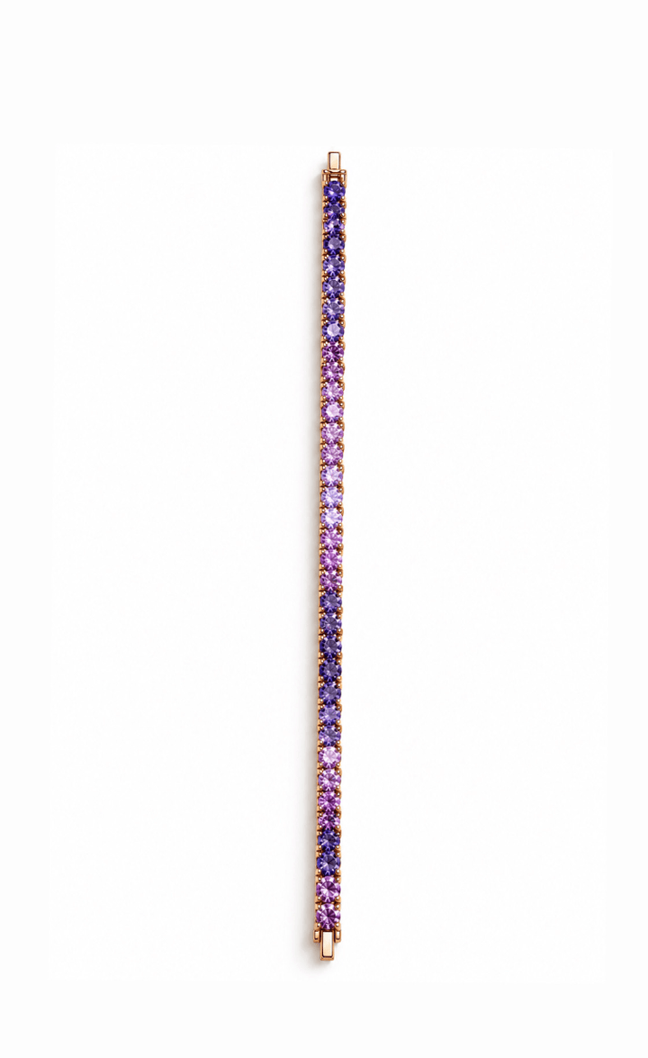14k Yellow Gold 3mm Luscious Lavender Sapphire Tennis Bracelet - Kingdom Jewelry
