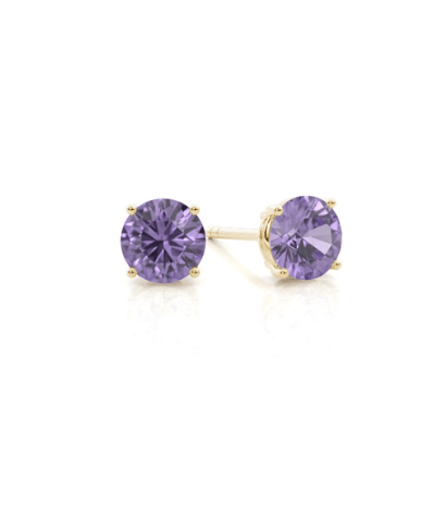14K Yellow Gold Amethyst Studs - Kingdom Jewelry