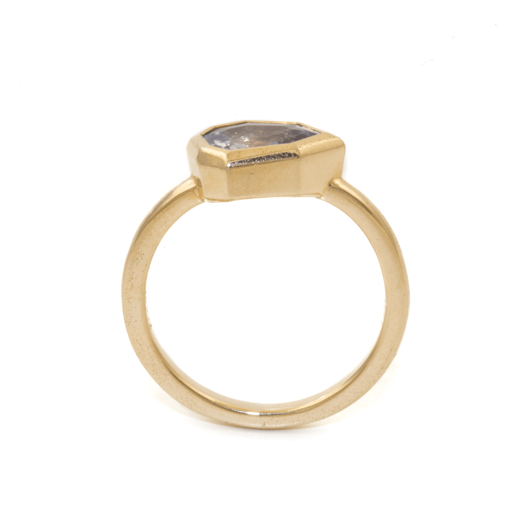 14K Yellow Gold Bezel Set Sky Blue Unheated Sapphire Ring - Kingdom Jewelry