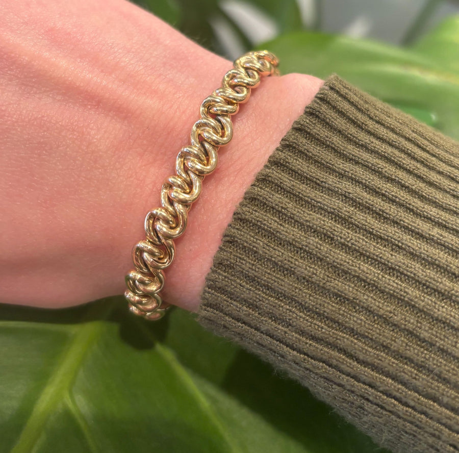 14k Yellow Gold Braided Rolo Link Bracelet - Kingdom Jewelry