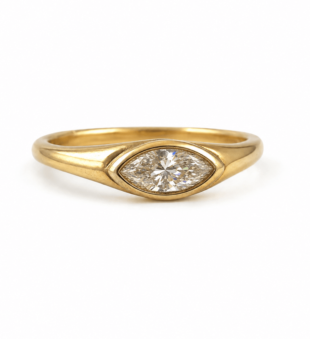 14k Yellow Gold East West Natural Diamond - Kingdom Jewelry