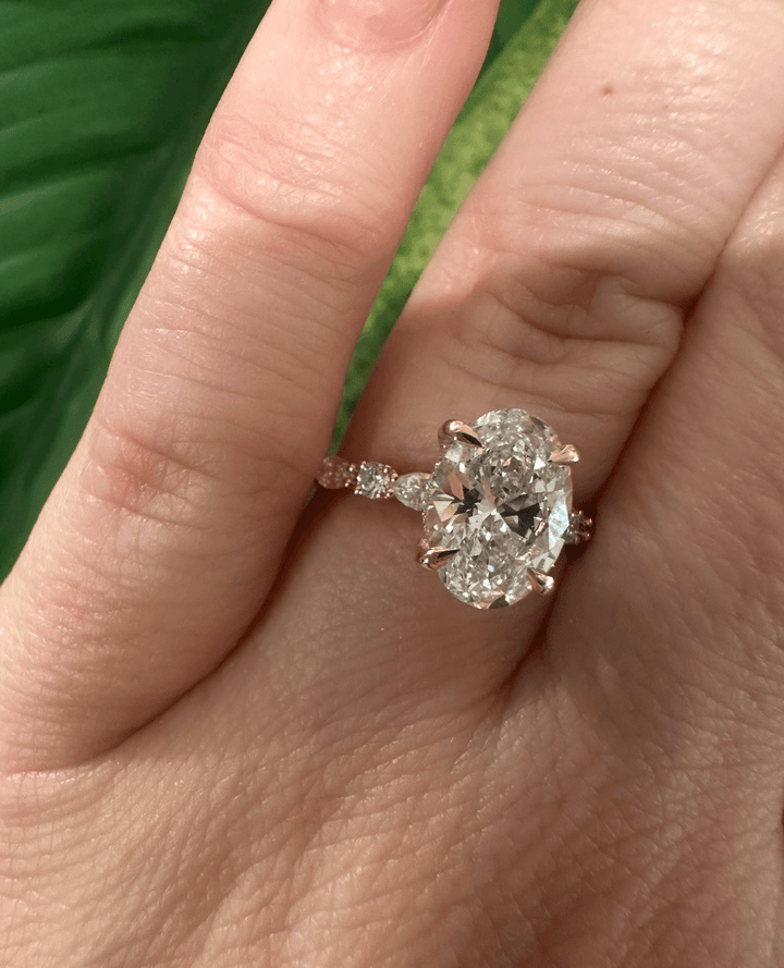 14K Yellow Gold Engagement Ring set w/ LGD Oval 2.05ct VVS2 E - Kingdom Jewelry