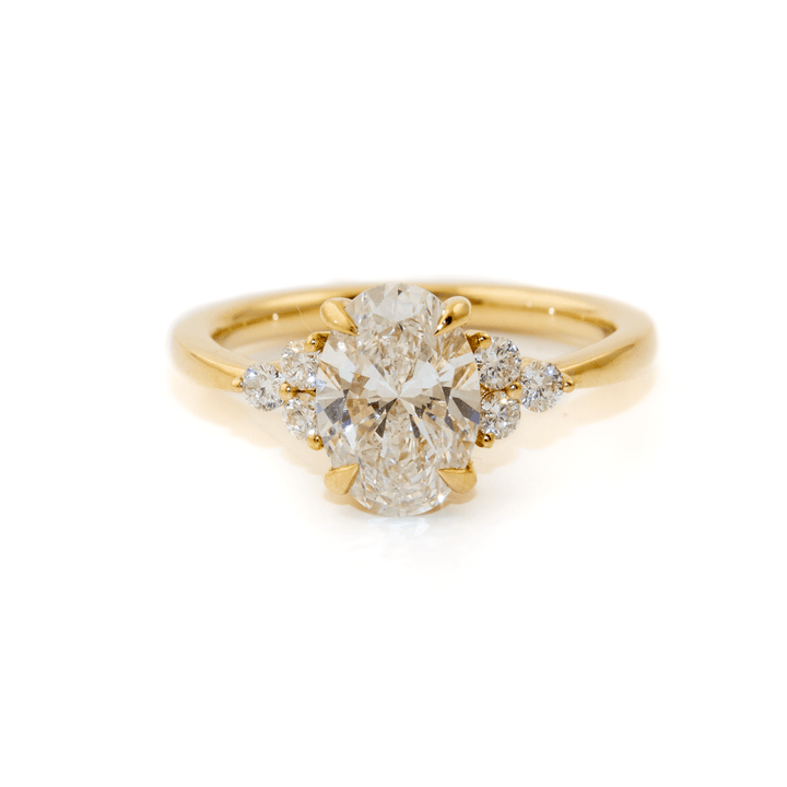 14K Yellow Gold Engagement Ring set with LGD Oval 1.51ct VVS2 D 6=0.21ctw VS+ F+ size 5.5 - Kingdom Jewelry