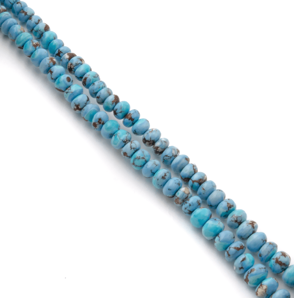 14k Yellow Gold Natural Golden Hills Turquoise 10mm Round Beaded Strand (2) - Kingdom Jewelry