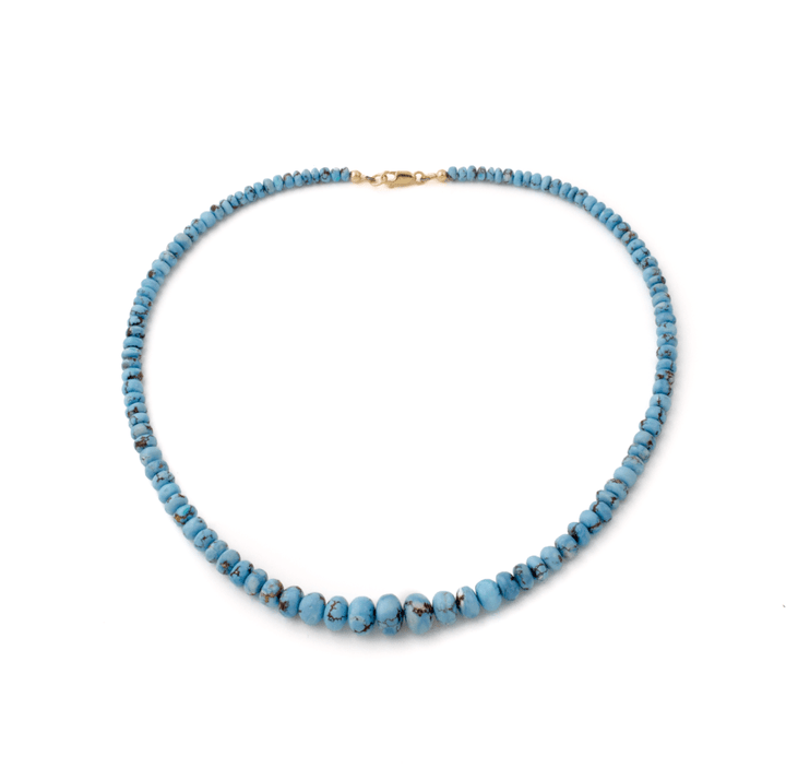 14k Yellow Gold Natural Golden Hills Turquoise 10mm Round Beaded Strand (2) - Kingdom Jewelry