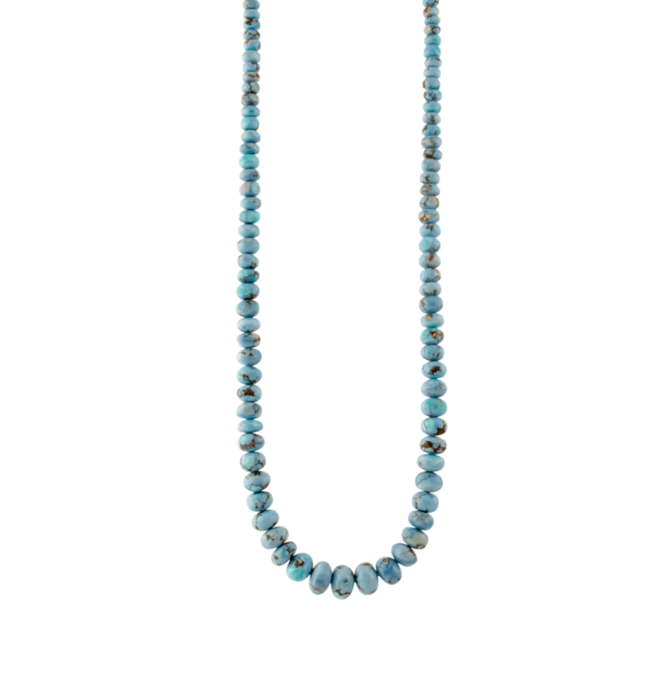 14k Yellow Gold Natural Golden Hills Turquoise 10mm Round Beaded Strand (3) - Kingdom Jewelry