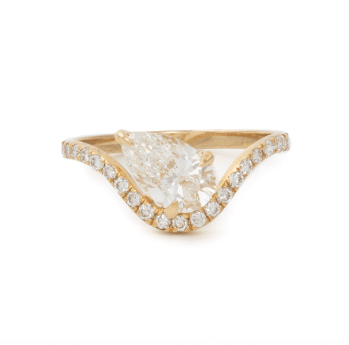 14k yellow gold pear lab diamond - Kingdom Jewelry