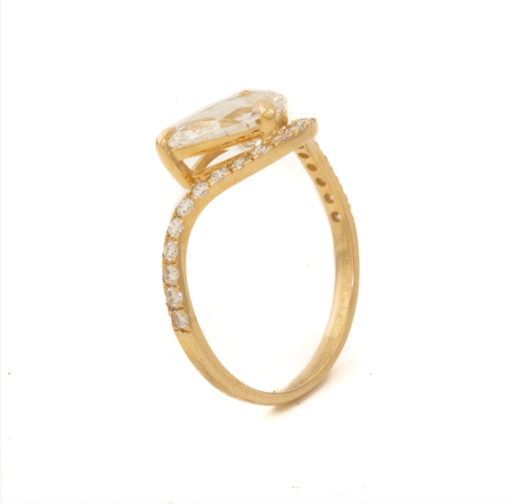 14k yellow gold pear lab diamond - Kingdom Jewelry