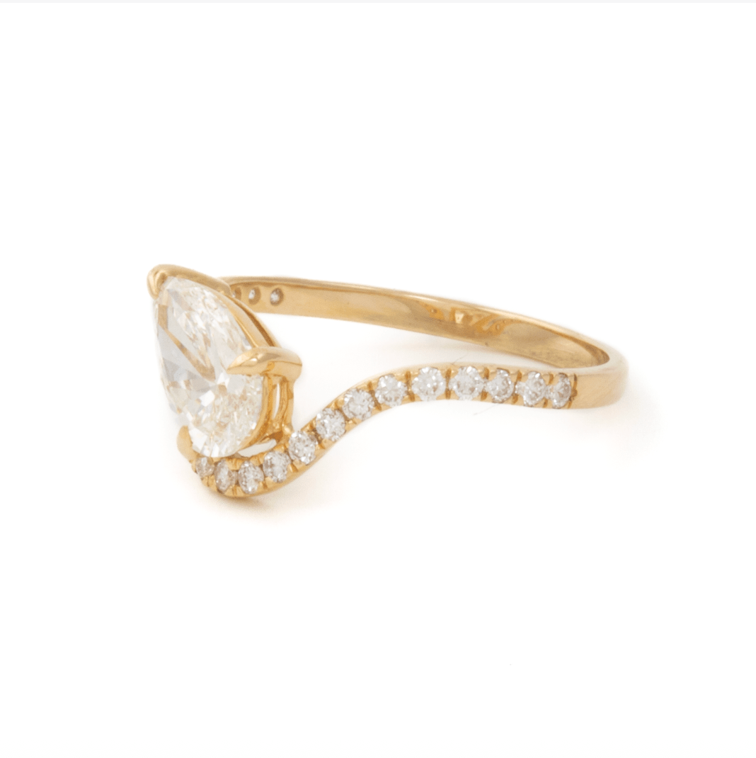 14k yellow gold pear lab diamond - Kingdom Jewelry