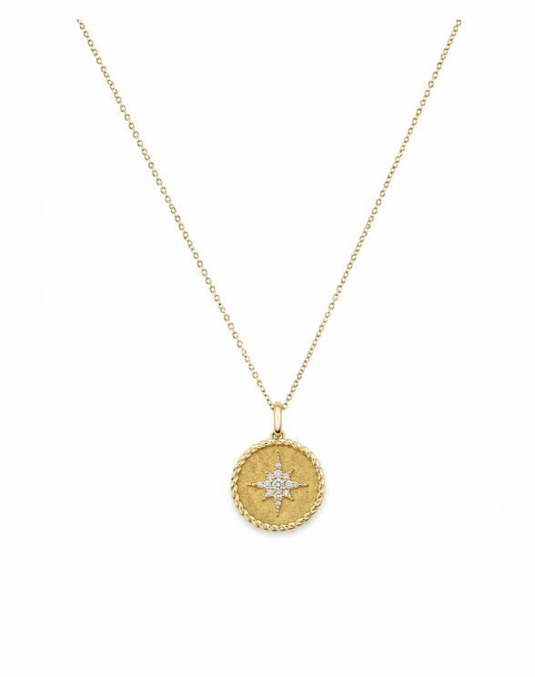 14k Yellow Gold Pendant w/ Natural Diamond Star - Kingdom Jewelry