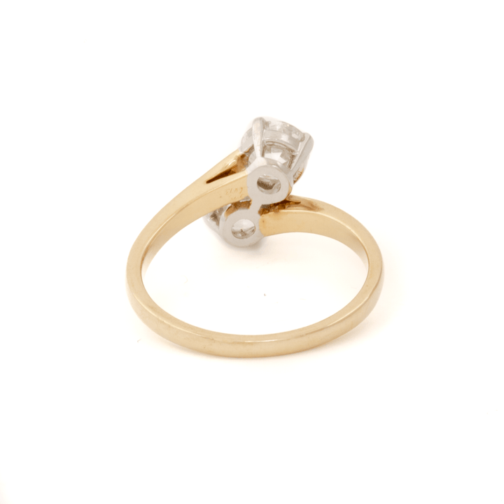 14k Yellow Gold & Platinum x "Moi et Toi" Twin Diamond Engagement Ring - Kingdom Jewelry